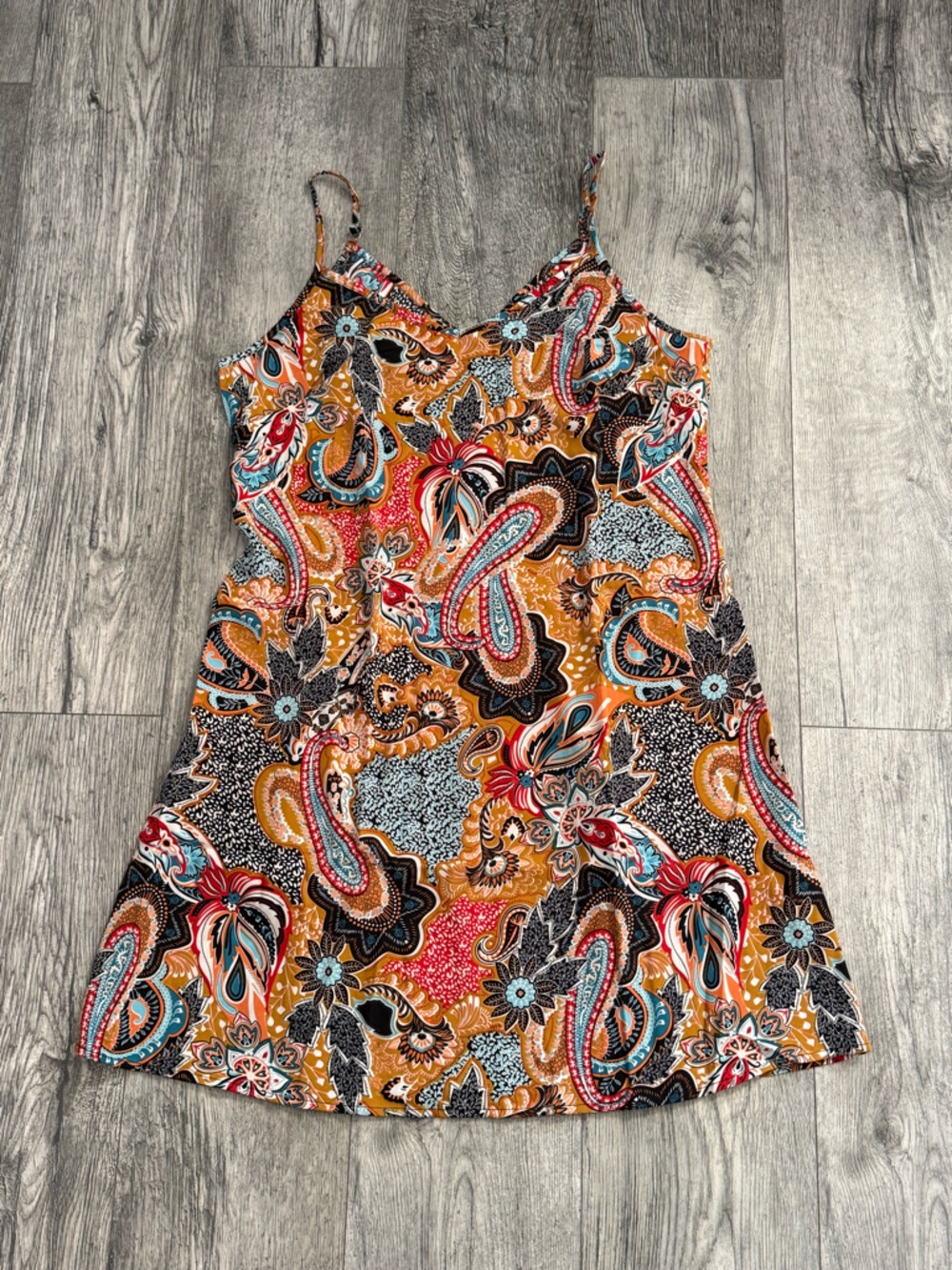 Amazon Multi-Color Paisley Spaghetti Strap Tunic - Mustard Base